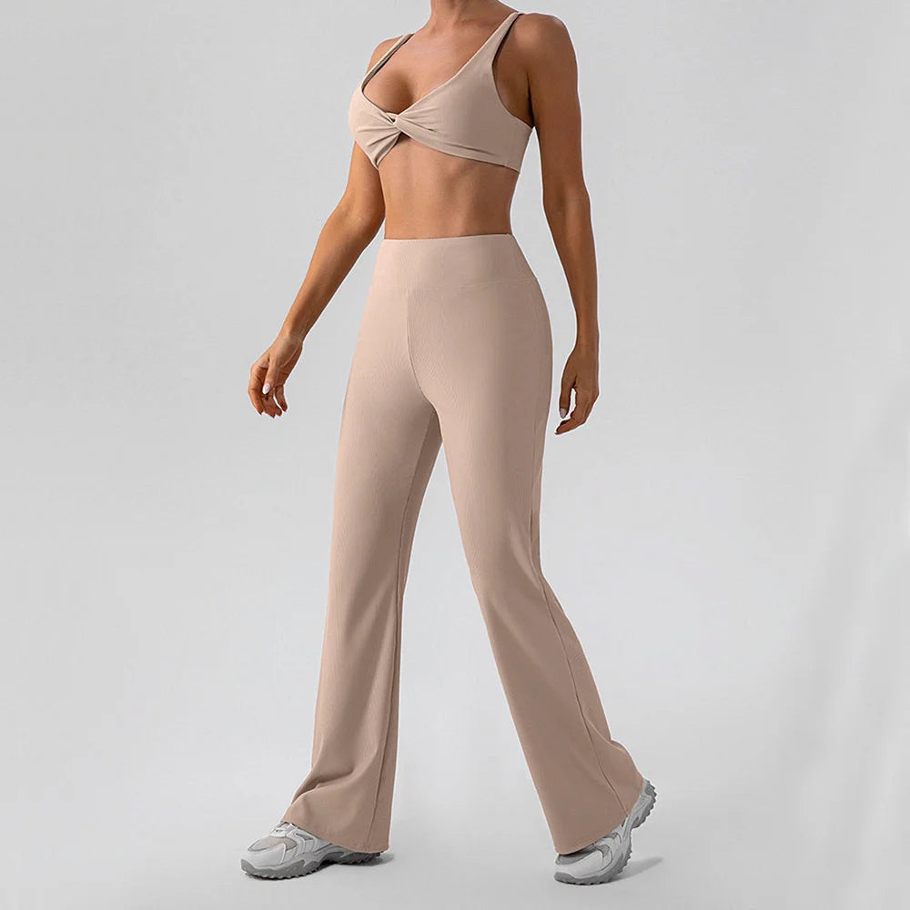 Long Yoga Pants Women Belly Sports Trousers High Waisted Fitness Straight Pants Workout Leggings Autumn Stretchy Trouser XP86