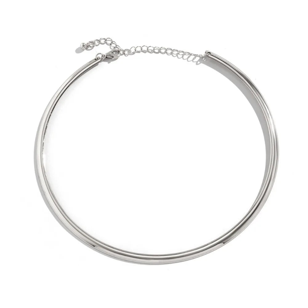 Elegant Simple Chunky Circle Necklace for Women Trendy Choker Collar 2024 Fashion Jewelry on The Neck Accessories Female