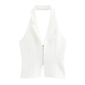 2025 Women Sexy Backless Strapless Halter Corset Tops Side Zipper Lady Slim Camis Female Solid Chic Tops