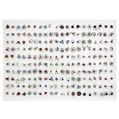 New Fashion 100 Pairs/Lot Colorful Rhinestone Mutiple Styles Random Stud Earrings For Women Lady Simple Couple Friends Earwear