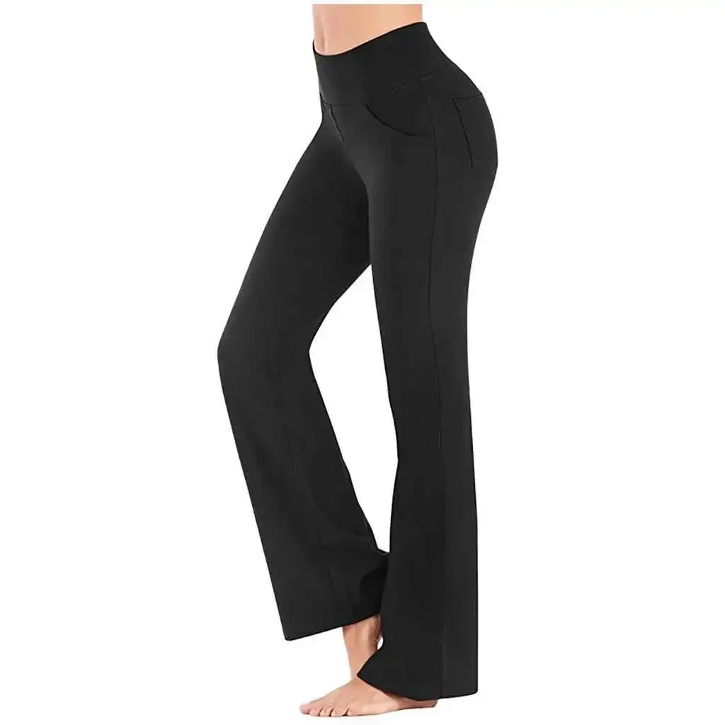 2025 Women's High Waist Yoga Pants 4-Way Stretch Workout Trousers with Pockets, Tummy Control Gym to Office Black Leggings S-3XL