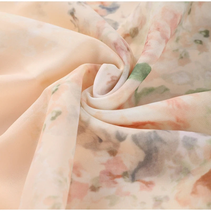 Elegant Floral Printed Long Skirts Set Women Loose Full Sleeve Single Breasted Shirts Pleated Skirt 2025 Summer Lady New Suits