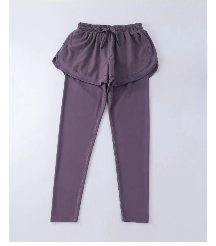 Yoga Pants Leggings Two-piece Skirt Style Quick-drying Workout Yoga Pants Women Pockets Sport Trousers Leggings