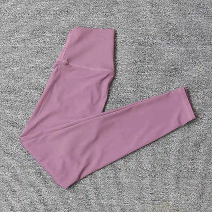 Women's High Waist Yoga Pants Nude Stretch Slim Fitness Sports Pants Peach Hip Yoga Tights