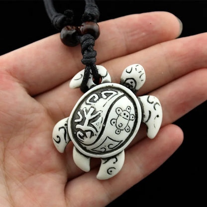Turtle Necklace for Women Men Yak Bone Tortoise Hawaii Tribal Surfer Necklace Sea Turtles Pendants Necklaces