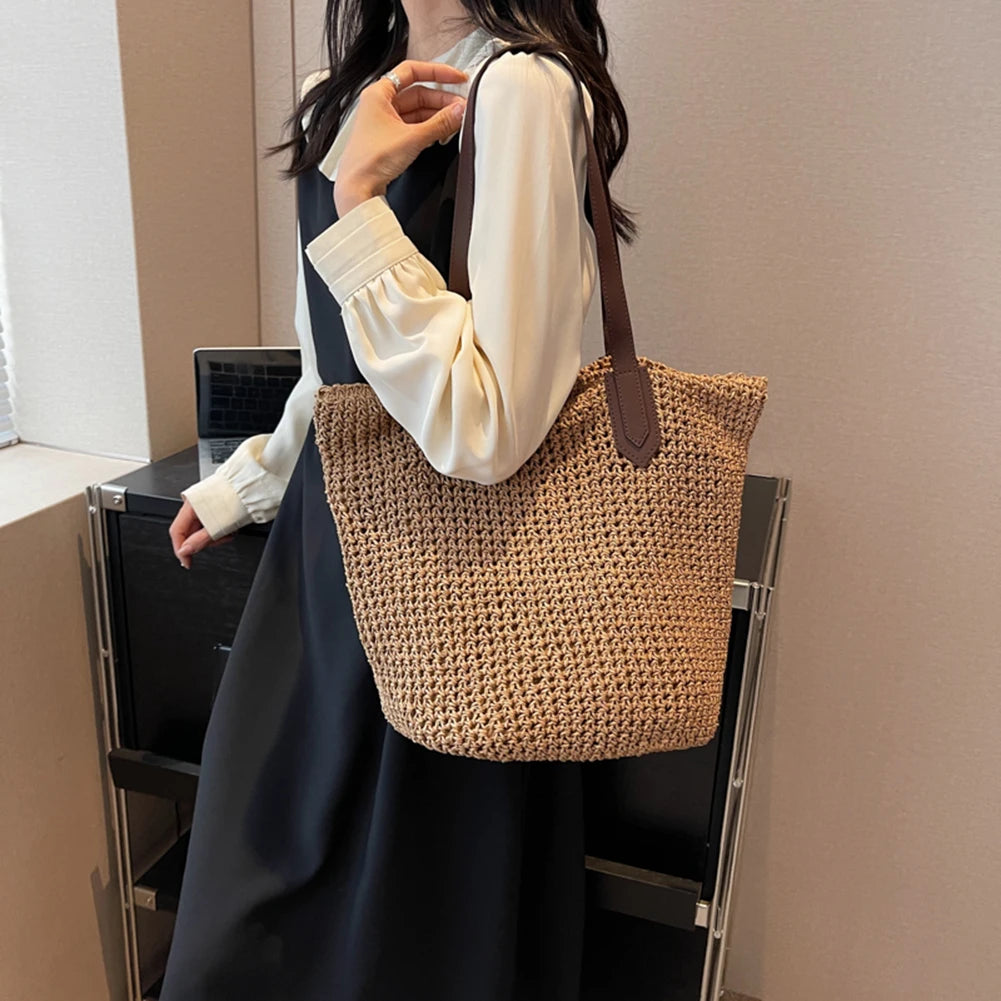 Women Shouder Bag Bohemian Straw Underarm Bag Summer Beach Woven Armpit Bag Large Casual Crochet Tote Bag Shopping Bags