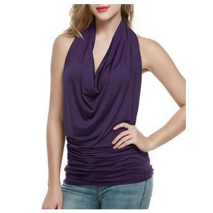 Tank Top Women Drape V Neck Sexy Tanks Camis Skinny Backless Pink Corset Tee Shirt Femme Tops Woman T-shirt