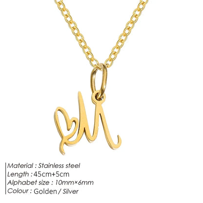 women Initial Necklace  Art Letter A-Z Charm Pendant Necklace Women's Minimalism Jewelry Gift Stainless Steel Jewelry Wholesale