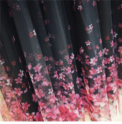 Skirt Women's Long Skirt 2024 New High Waist Slim A-line large Swing Skirt Female A-Line Skirts Summer Sakura Gradient Long Skir