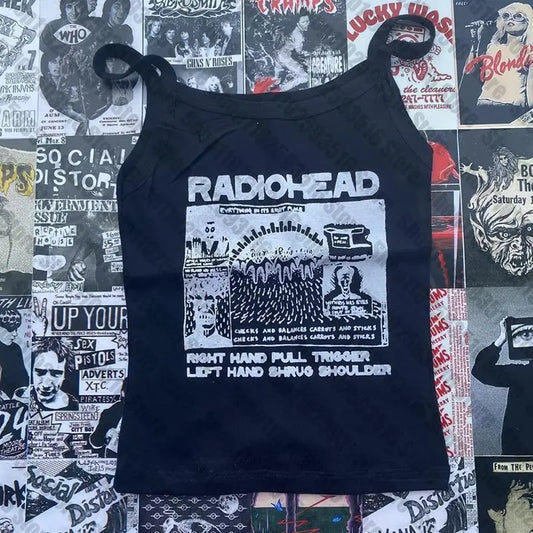 Women's Aesthetic graphics leeveless Tank Tops Vintage Cute Print Grunge Streetwear Crop Tops Y2k Clothes Gothic Girls Corset