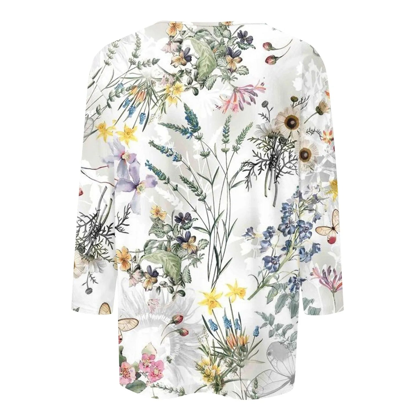 2024 Women Summer Tops Comfortable T Shirt Fashion Flower Print Round Neck 3/4 Sleeve Tops Soft Versatile Pullover Ropa De Mujer