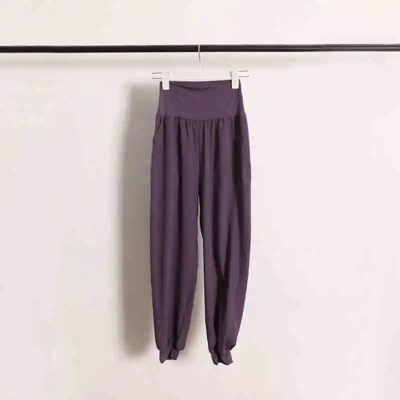 Women's mid-rise yoga pants with no awkward lines, slim-fit, hip-lifting, running with pockets, fitness long pants, elastic quic