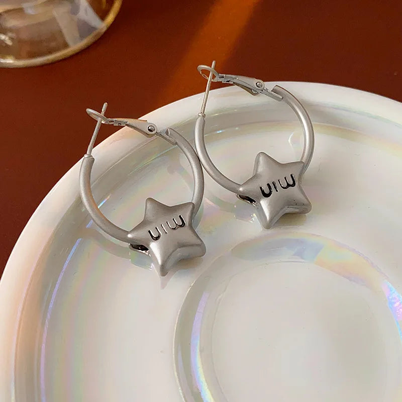 European and American Style Letter Round Ear Rings,fashionable and Versatile for Commuting,simple and Elegant Earrings for Women