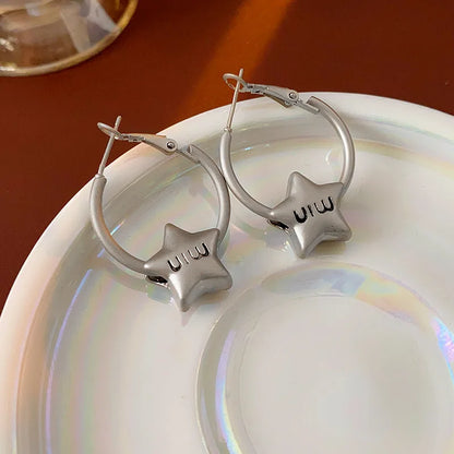 European and American Style Letter Round Ear Rings,fashionable and Versatile for Commuting,simple and Elegant Earrings for Women