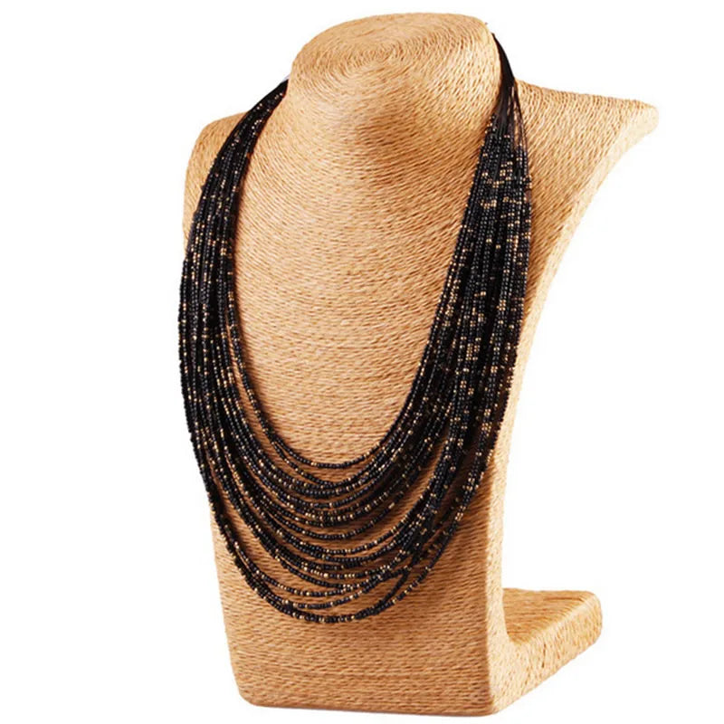Statement Necklace for Women Collier Femme 2023 Fashion Boho Beads Multi-layer Choker Necklaces & Pendants Bijoux Collares