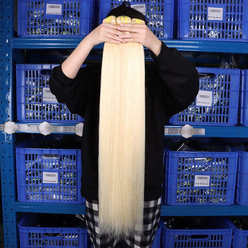 #613 Blonde Body Wave/Straight Hair Bundles Double Drawn Raw Vietnamese Hair Bundles Weave Honey Blonde 100% Human Hair Full