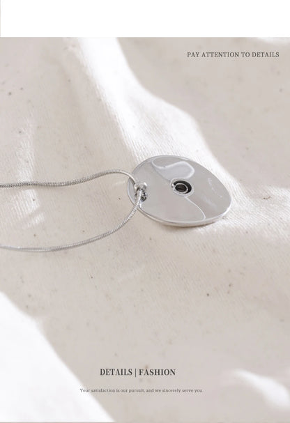 NiNice Necklaces for Women 316L Stainless Steel Original Double Circle Overlay Pendant Personalized Sweater Chain Fashionable