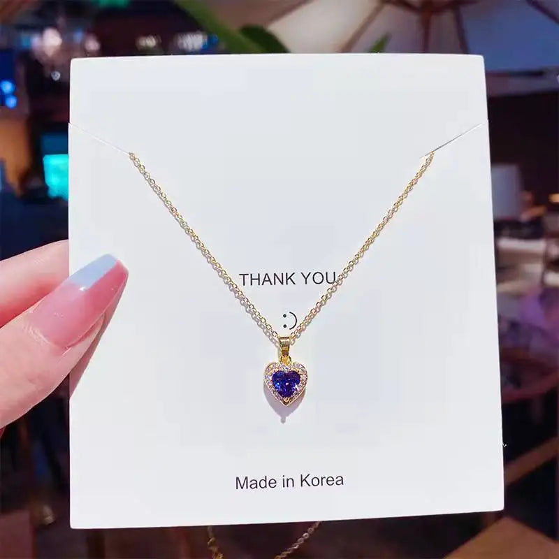 Cute Anime Necklaces For Women Crystal Bear Cartoon Pendant Necklace 2023 Luxury Clavicle Chain Fashion Korean Jewelry Wholesale