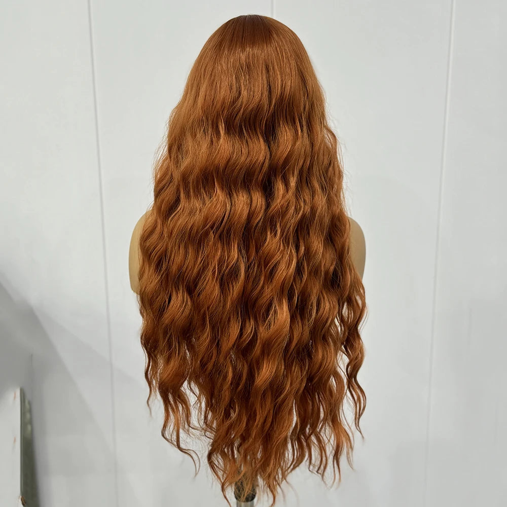 Ginger Wig Loose Wave Synthetic Lace Front Wigs For Women Long Auburn Orange Wig Deep Wave Lace Hair Heat Resistant Cosplay wear