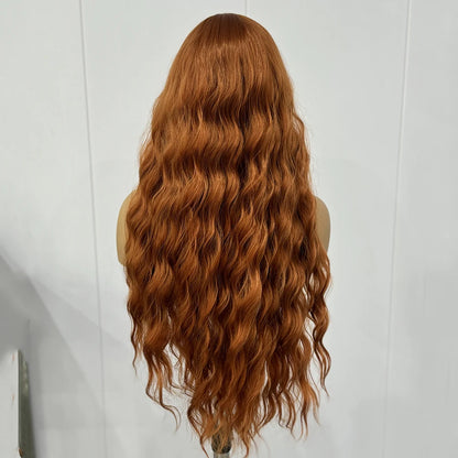 Ginger Wig Loose Wave Synthetic Lace Front Wigs For Women Long Auburn Orange Wig Deep Wave Lace Hair Heat Resistant Cosplay wear