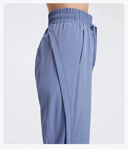 Elastic Waist Yoga Pants for Women Loose-Fitting Workout Pants Wide-Leg Drawstring Closure Stretchy High Waisted Jogging Jogger