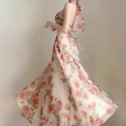 Long Dresses Womens Clothing French Elegant Party Dressess Female 2025 Summer New Fashion Versatile Beach Style Evening Dresses