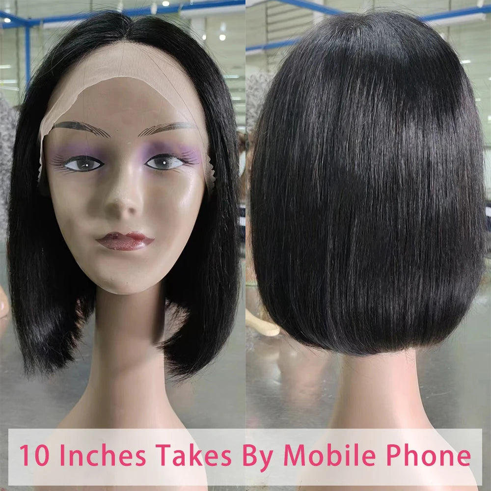 Glueless wigs Wear & Go Lace Front Human Hair Wigs For Women 8-18 Inch Brazilian Straight Short Bob 13X4  Lace Frontal Real Wig