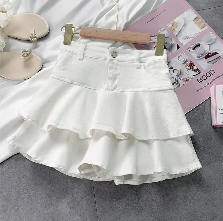 Girls Skirt 2023 New Fashionable Spring and Summer Elastic Waist Casual Simple Solid Color Sweet Girls Mini Skirts