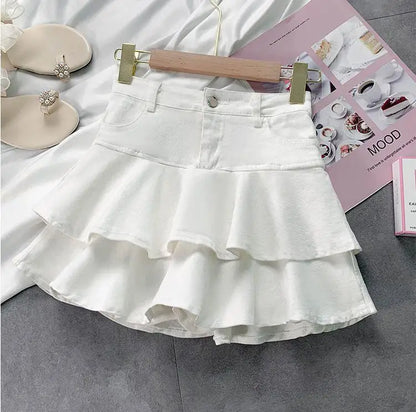 Girls Skirt 2023 New Fashionable Spring and Summer Elastic Waist Casual Simple Solid Color Sweet Girls Mini Skirts