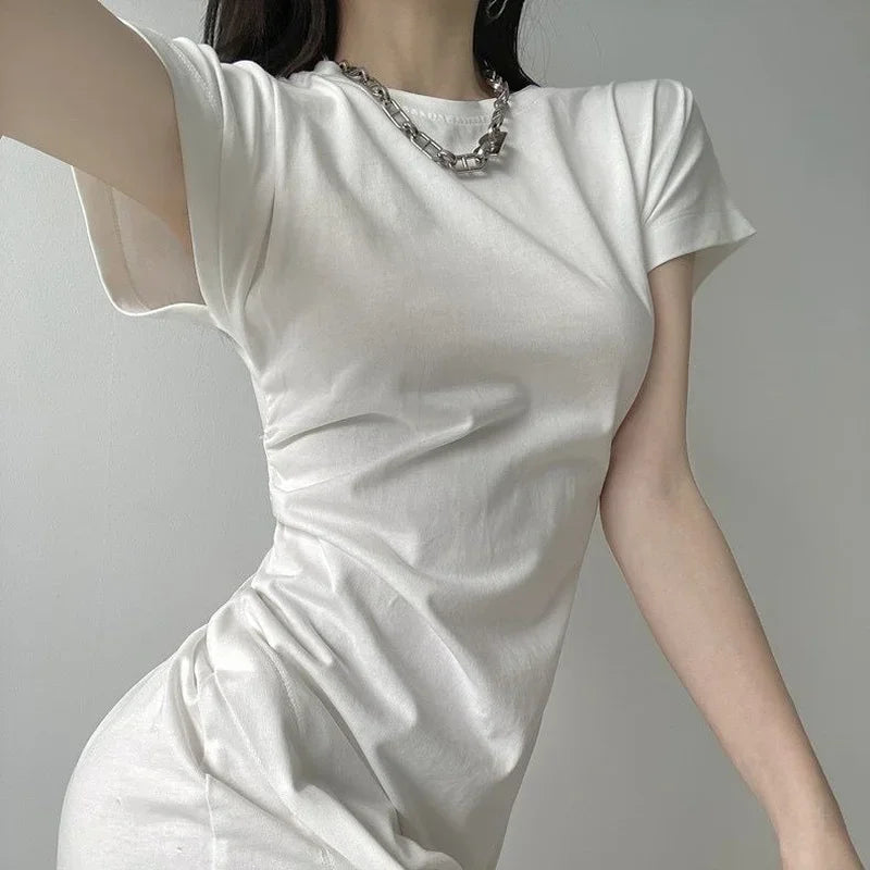 White Dresses for Women 2024 Woman Dress Clothes Midi X New in Chic and Elegant Pretty Cheap Casual Y2k Outfits Harajuku Cotton
