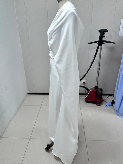 White Women Prom Dresses Elegant A-line Long Sleeves Floor Length Simple Warm Designer High-end Fashion Evening Party Gowns