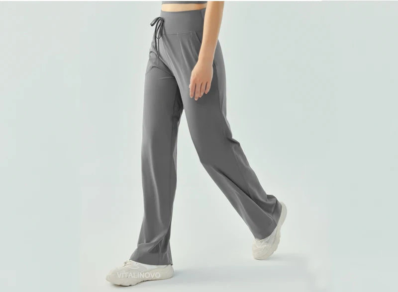 Yoga Pants Women Wide Leg Pants with Pockets High Waist Stretch Work Dress Pants Buttery Soft Casual Lounge Sweatpants Comfy