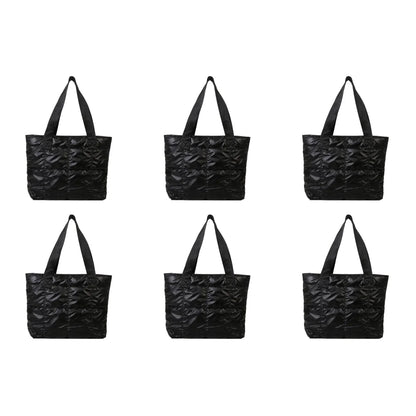 Fashion Tote Handbags for Women Black Large Capacity Soft Rhombus Bags Vinatge Quilted Shoulder Bag Purse for Travel Shopping