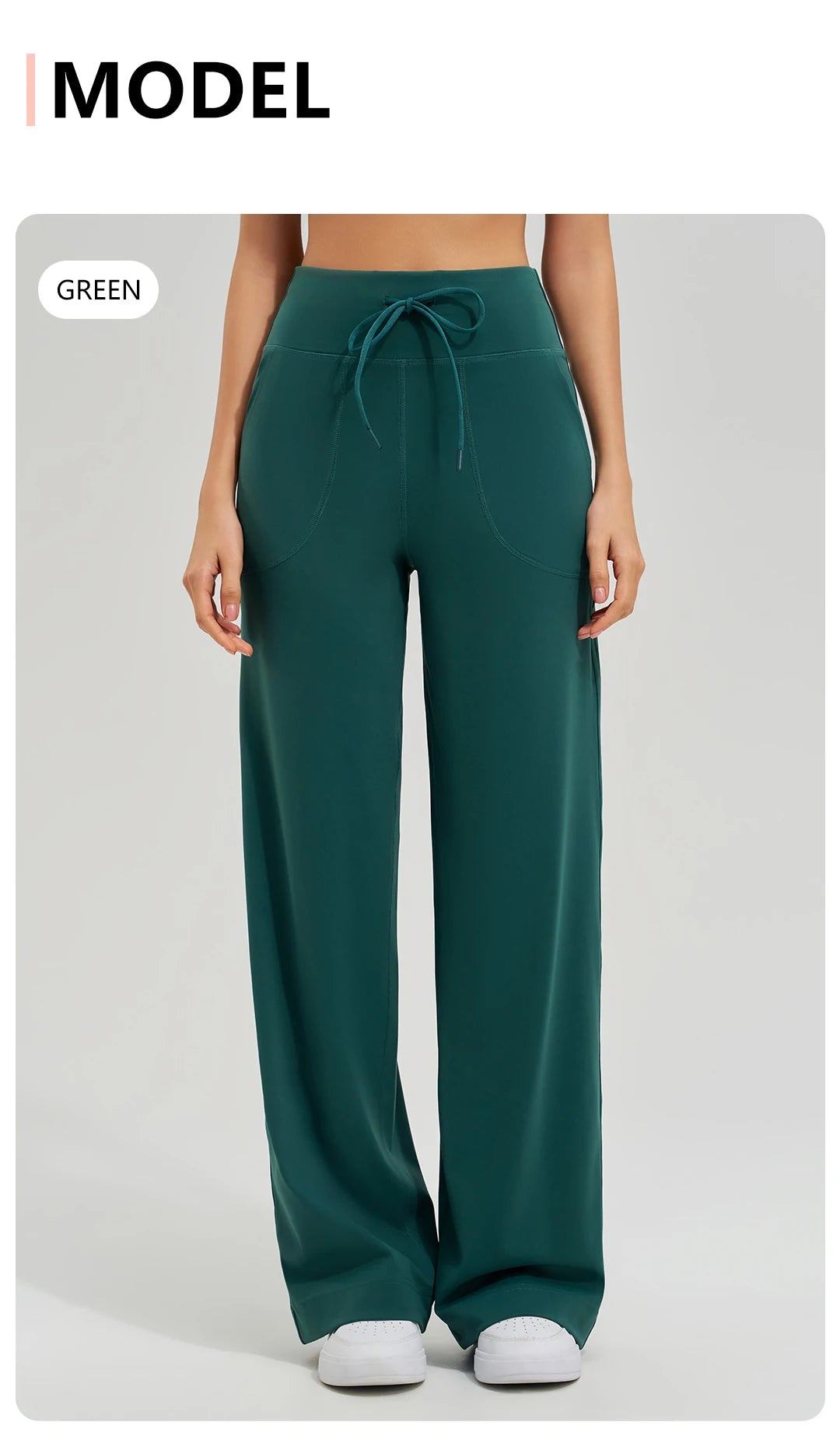 Women's High Waist Yoga Pants Gym Loose Running Yoga Pants Double Side Brushed with Pockets Pants Ties