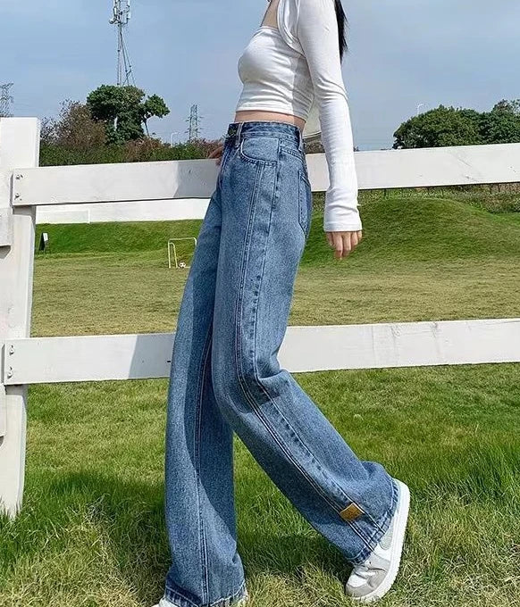 Denim Pants Woman High Waist Shot Straight Leg Trousers Jeans for Women with Pockets Office Retro Fashion Casual Luxury Designer