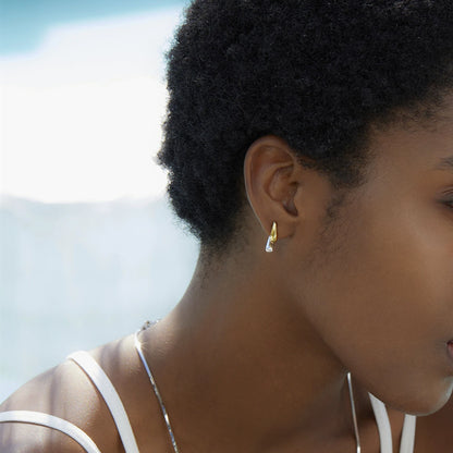 925 Silver Two Tone Plated High Polished Small Stud Earrings For Women Minimalist Trendy Statement Earring Personalized Gift