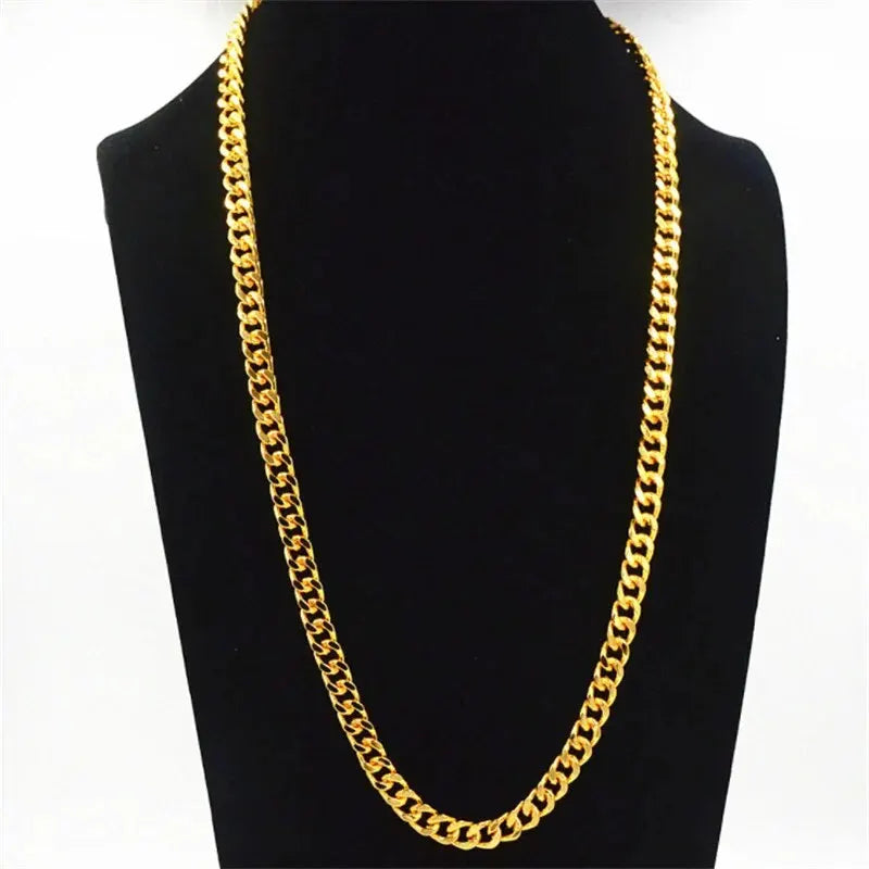 Classic High Quality Smooth Lock Chain Necklace for Women Collar Gold Color Chunky Thick Link Grunge Jewelry Steampunk Men Gift