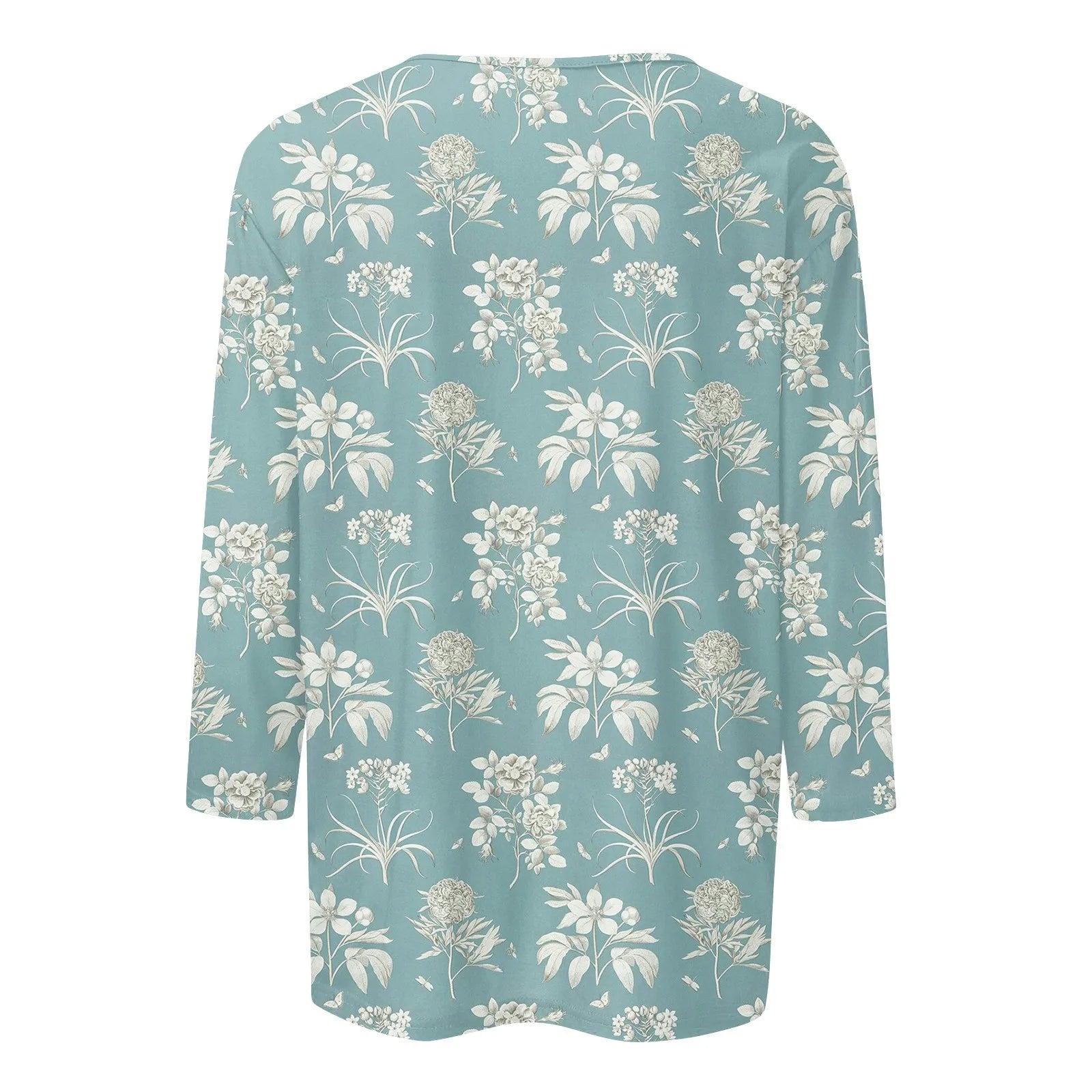 2024 Women Summer Tops Comfortable T Shirt Fashion Flower Print Round Neck 3/4 Sleeve Tops Soft Versatile Pullover Ropa De Mujer