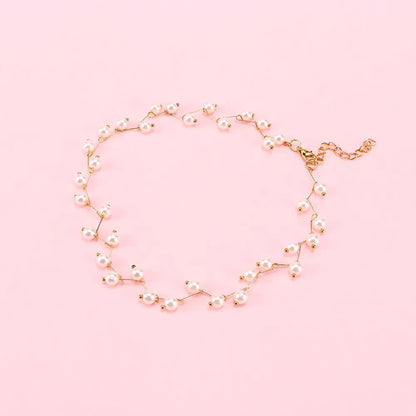 Wedding for Women Bride Necklace Elegant Collar Simulated Pearl Clavicle Chain Female Jewelry