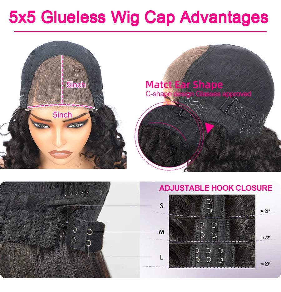 Highlight 5x5 Glueless Wigs Human Hair Pre Plucked Pre Cut Black Hair With Red blonde highlight Body Wave Wigs Human Hair 200%