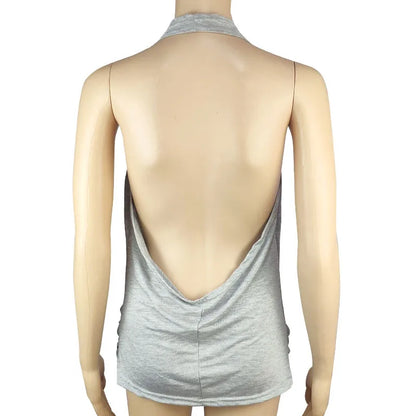 Tank Top Women Drape V Neck Sexy Tanks Camis Skinny Backless Pink Corset Tee Shirt Femme Tops Woman T-shirt