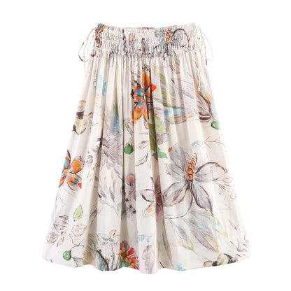 Skirts Summer Women's 2025 New Chic Printed High Waist Skirts Women's Summer Street Elegant Youth Holiday Skirt