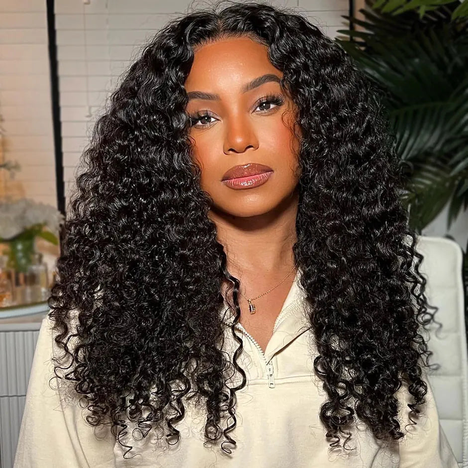 YAWAWE Hair Water Wave 13x6 HD Lace Frontal Wigs Brazilian Wigs 100% Human Hair For Women Deep Curly Wigs preplucked Precut
