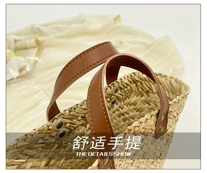 Wicker Woven Basket Bags for Women Handbag Summer Straw Rattan Bag Vacation Travel Beach Bag Handmade Bucket Bags Shopper Tote