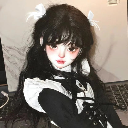 1/3 1/4 1/6 Doll's Wig for 60/45/30cm Bjd Doll Long Curly Hair with Bangs Dress Up Play House Girl Toy Doll Accessories, No Doll