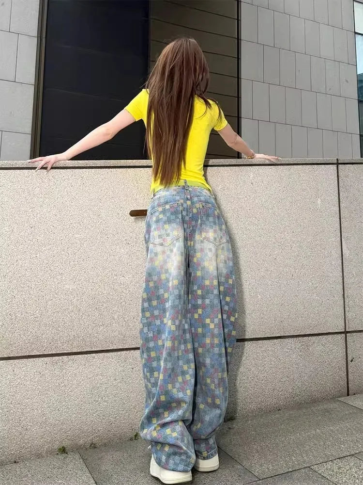 Blue Jeans Women Vintage High Waisted Straight Summer Oversized Casual Big Size Wide Leg Denim Baggy Pants Y2K Female Trousers