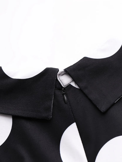 Casual Dresses Elegant Women Long Dress Sleeve Female Robe Bow Knot Polka Dots Girl's Vestidos Lady's Maxi Dresses