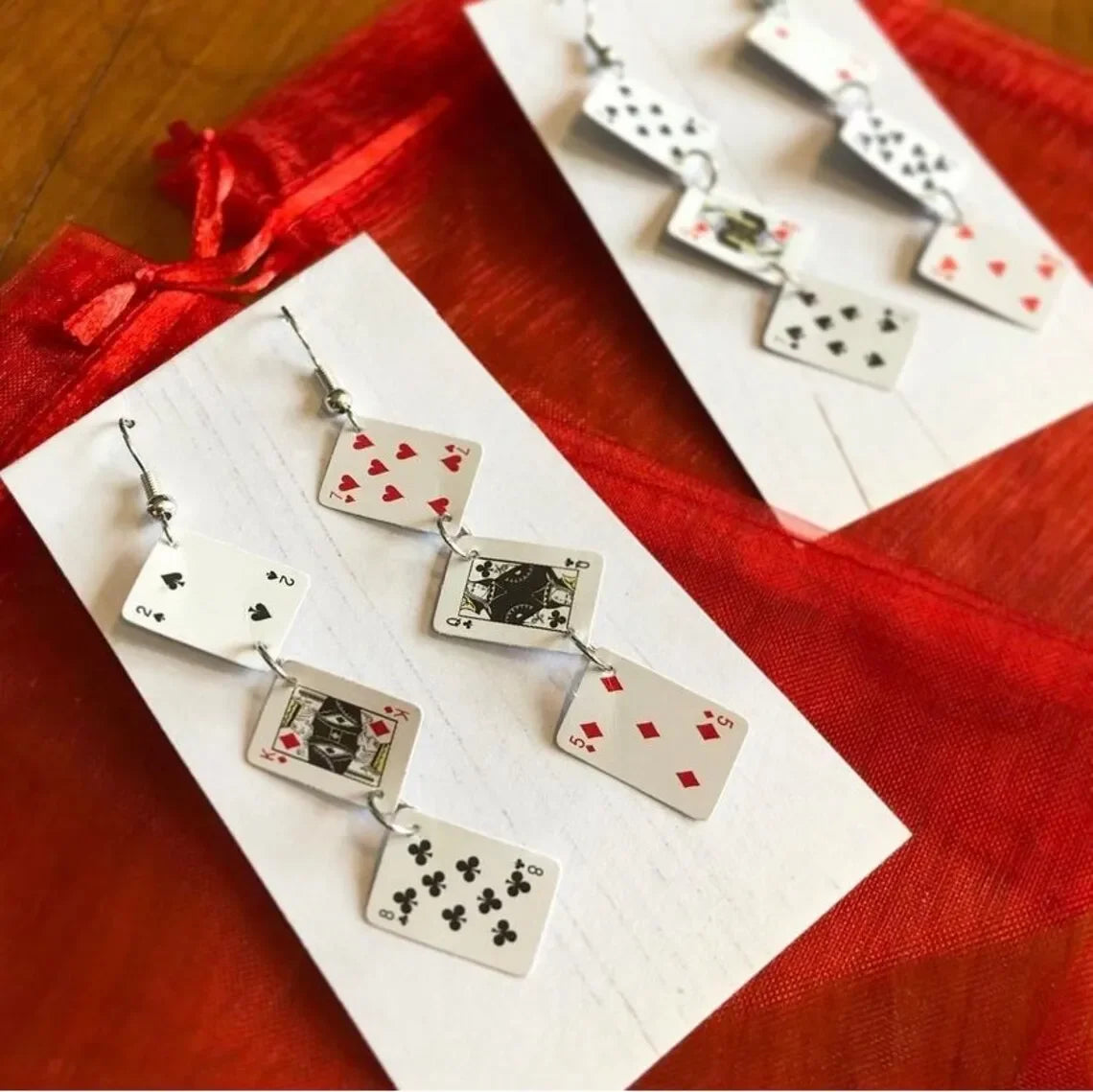 Playing Card Earrings Jewel Classical Handmade Loveliness Punk Jewellery Gorgeous Wedding Statement Women for Her Gift