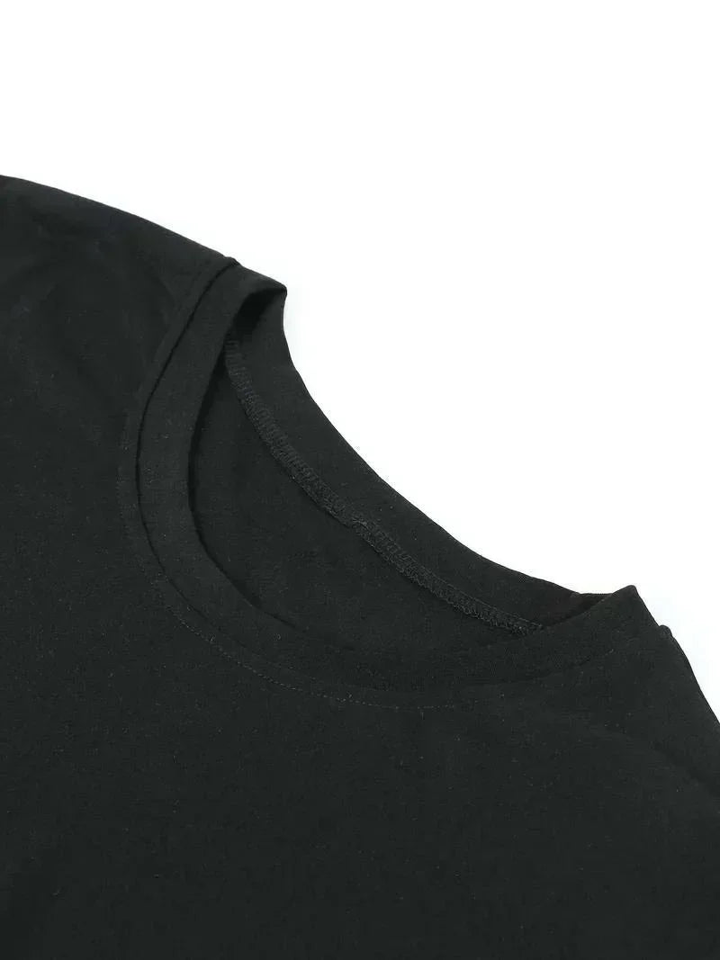 Plus Size Tops Women Clothes Inspirational - style Black T - shirt with Flower Motif Print ，Soft And Comfortable，Summer Outfits