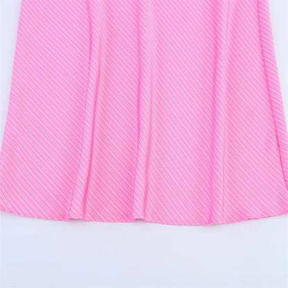 Women's Skirt New Summer 2025 Pink Striped Silk Satin Midi Skirt Fashionable and versatile Elegant personality